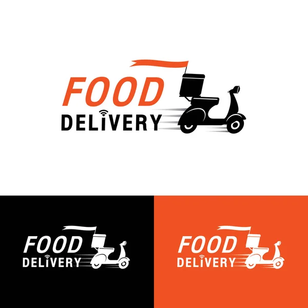 Schnelle Lieferung Motorroller Logo Food Delivery Icon Und Symbol Vector — Stockvektor