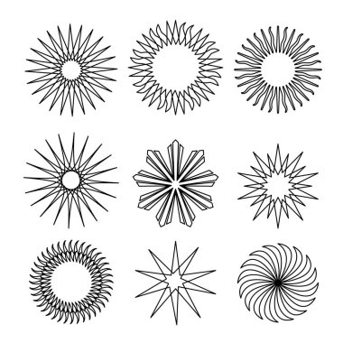 Satır Yıldızı Şekilleri Simge Simgesi Vektör illemesi.