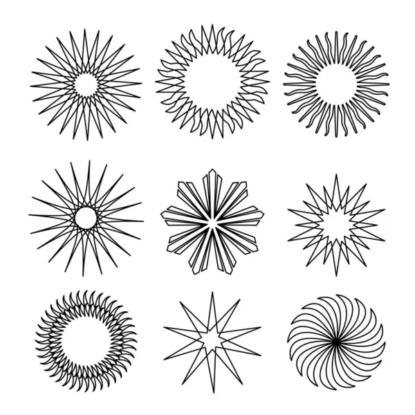 Set Line Star Shapes Szimbólum Ikon Vektor Illusztráció — Stock Vector