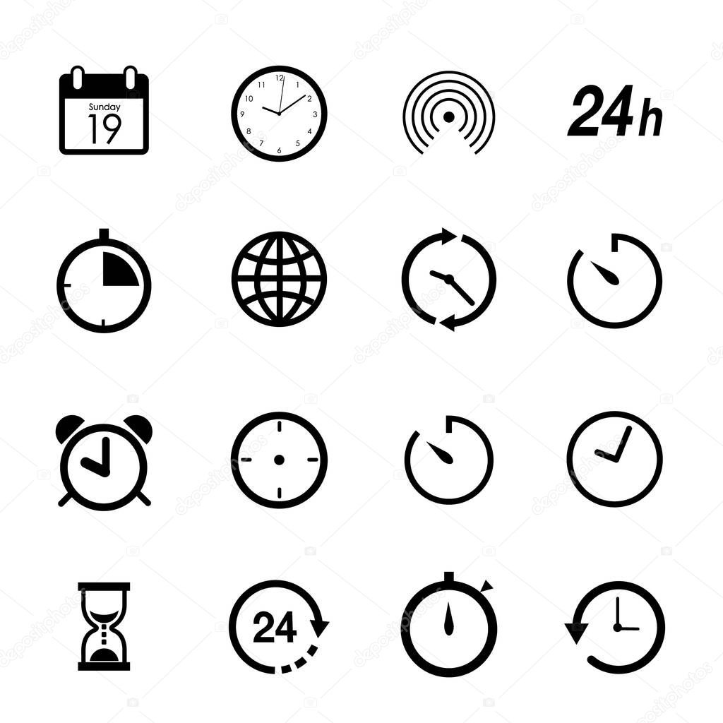 Time and Clock Flat icons button for website or application. Vector illustration