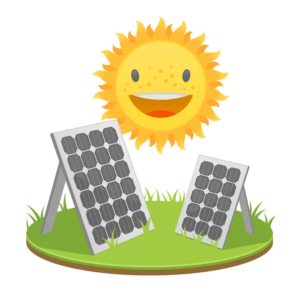 Solární panely se sluncem — Stockový vektor