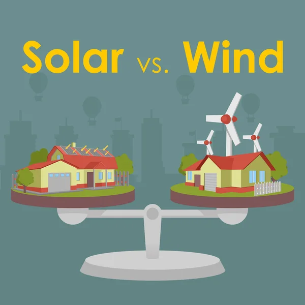 Векторне порівняння сонячної енергії та енергії вітру — стоковий вектор