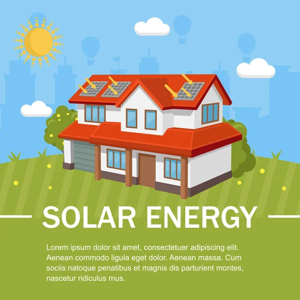 Casa de energía solar isométrica vectorial — Archivo Imágenes Vectoriales