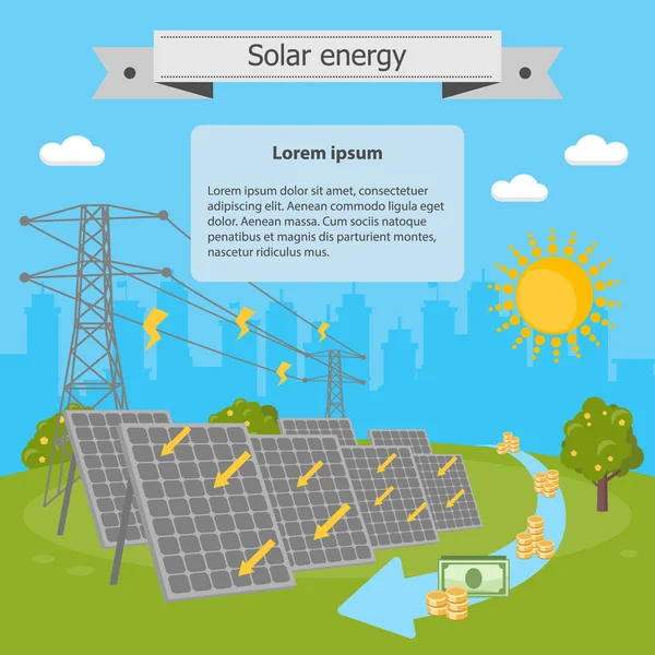 Solarstromleitungen Geld — Stockvektor