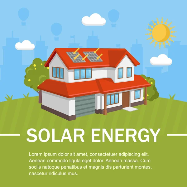 Casa de energía solar isométrica vectorial — Archivo Imágenes Vectoriales