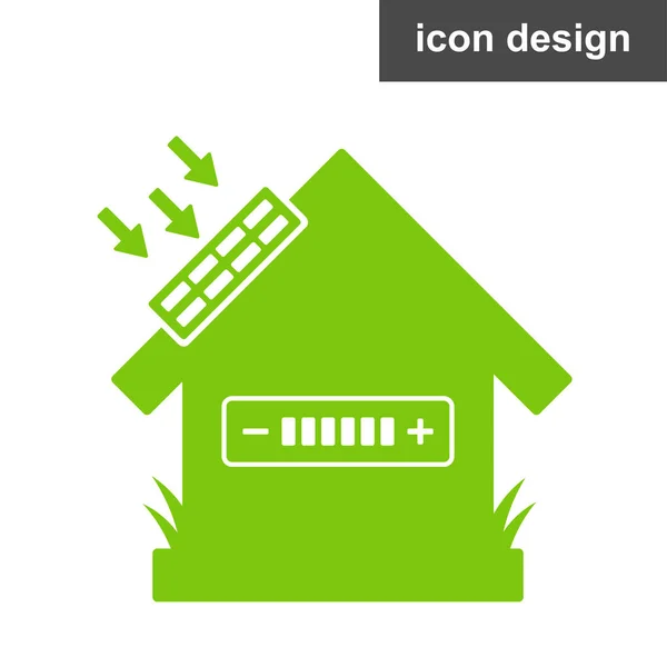 Ícone de vetor de energia solar casa —  Vetores de Stock