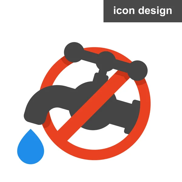 Icono detener grifo de agua rota — Vector de stock