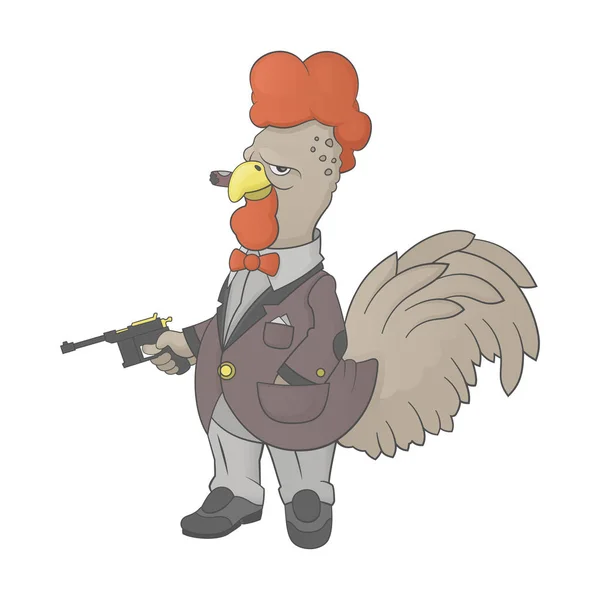 Cock bird mafia character — Stockový vektor