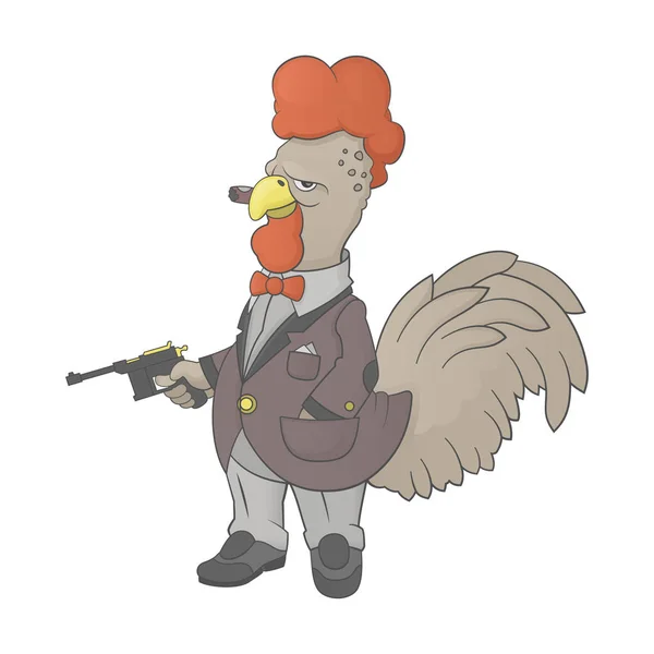 Polla pájaro mafia carácter — Vector de stock