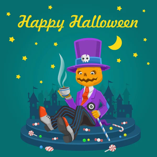 Carta di Halloween di zucca — Vettoriale Stock