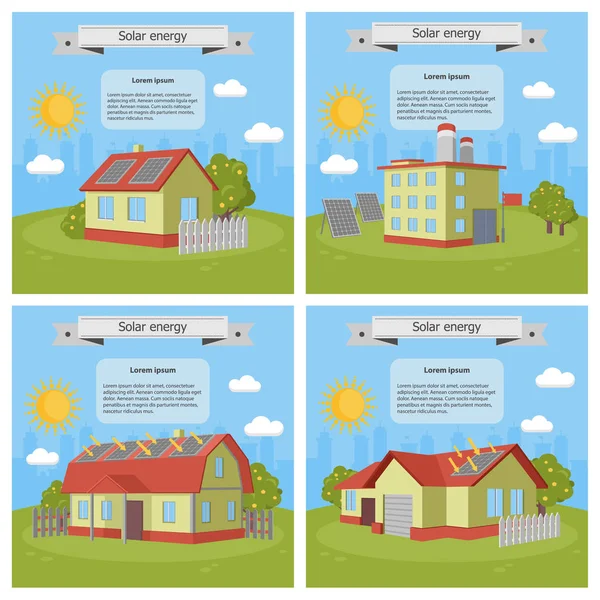 Zonne Energie Huis Pack — Stockvector