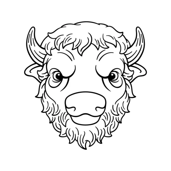 Bufalo Boyası Bizon Boğası Kafası — Stok Vektör