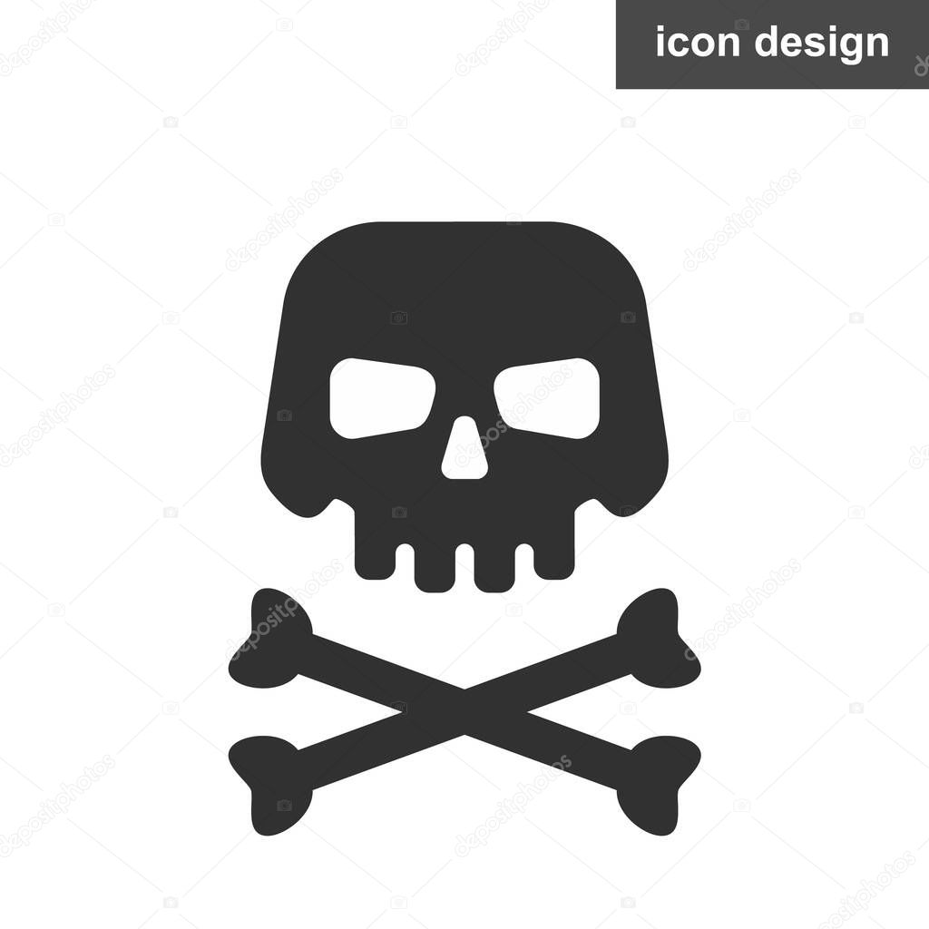 Crossbones death skull vector icon