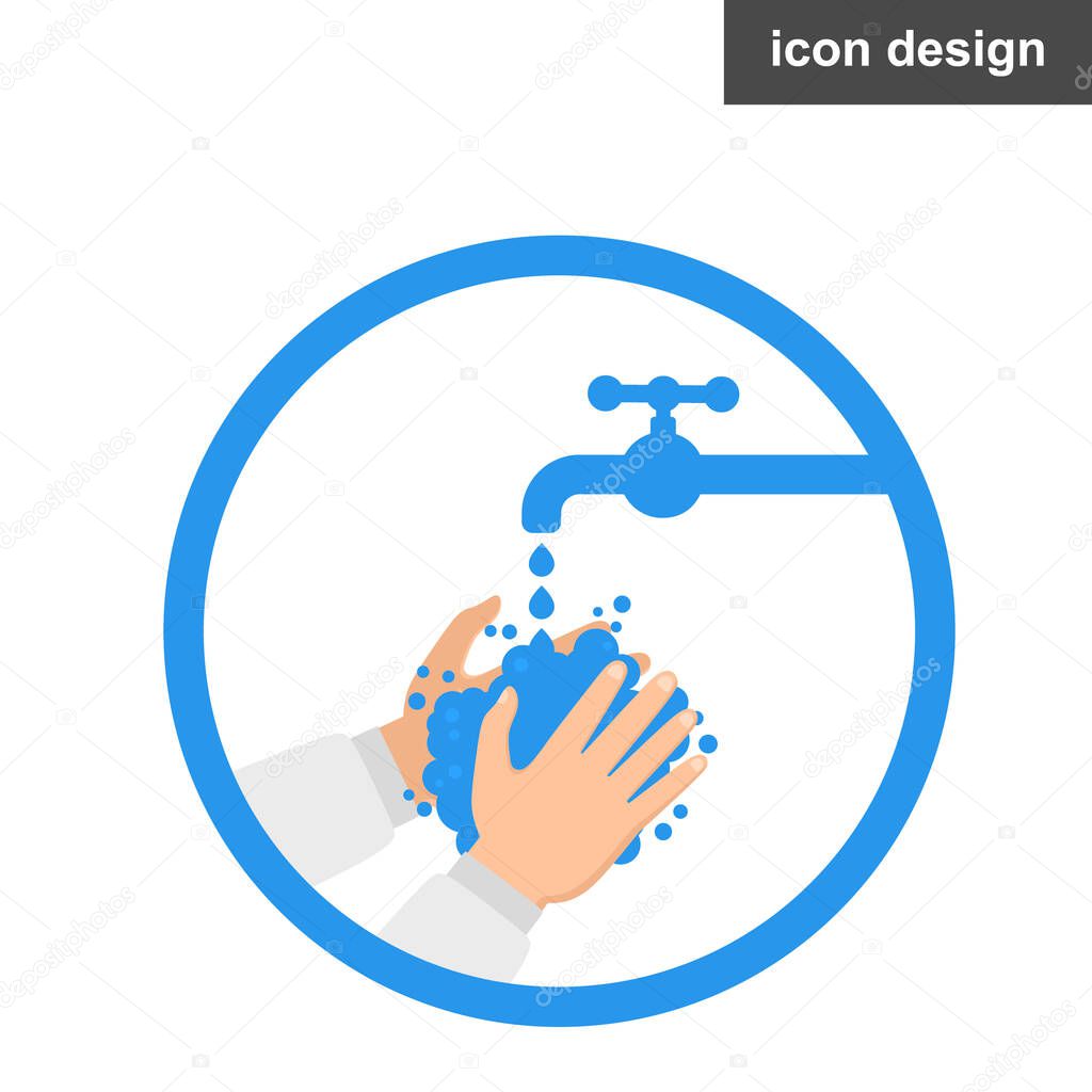 Washing hands with soap vector sign