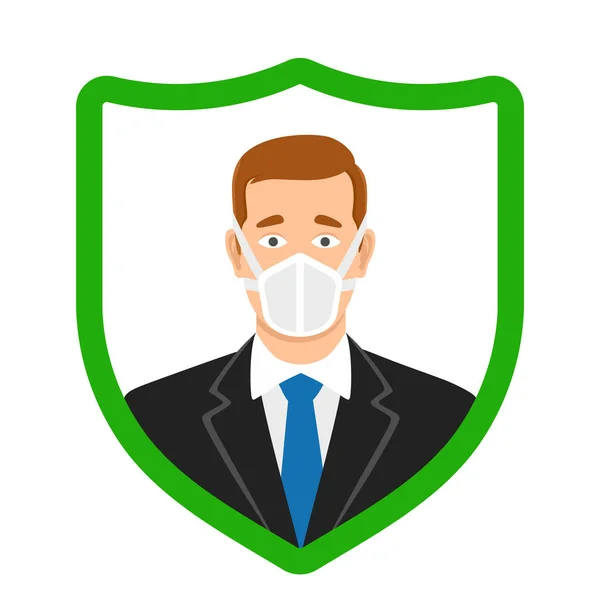 Máscara Proteção Facial Respiratória Contra Vírus — Vetor de Stock