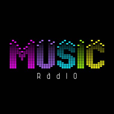 Radyo, müzik mağazası veya kayıt stüdyosu için soyut logo.