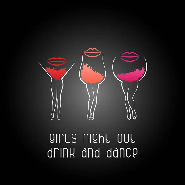 Cartaz de Girl Night Out com cocktails. Design para mulheres festa convite, banner ou modelo de panfleto . — Vetor de Stock