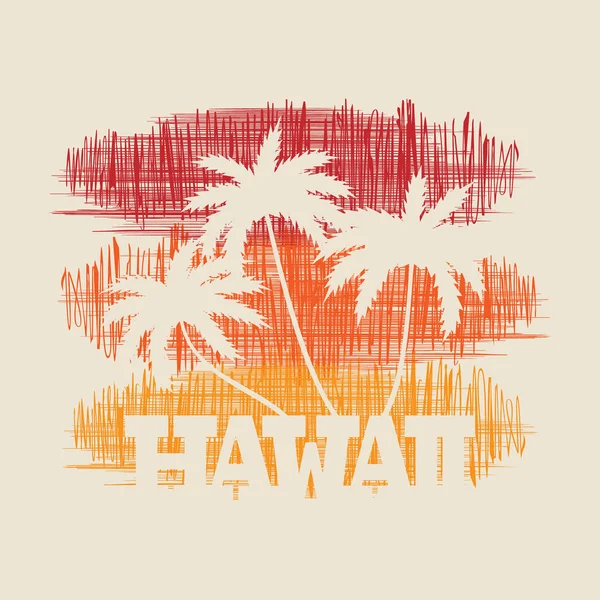 하와이 타이 포 그래피 포스터. 빈티지 스타일 인쇄 제작에 대 한 개념. — 스톡 벡터