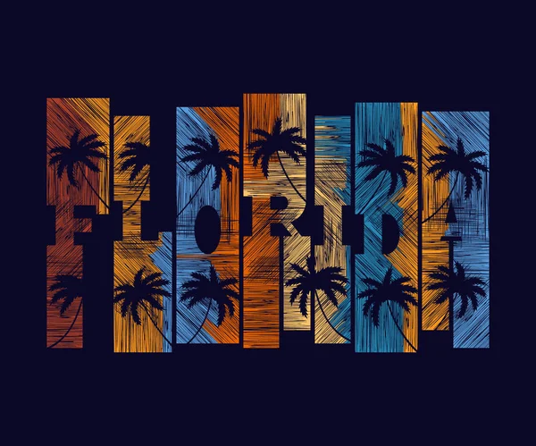 Cartel de tipografía de Florida. Concepto en estilo vintage para la producción de impresión. Camiseta de moda Diseño . — Archivo Imágenes Vectoriales