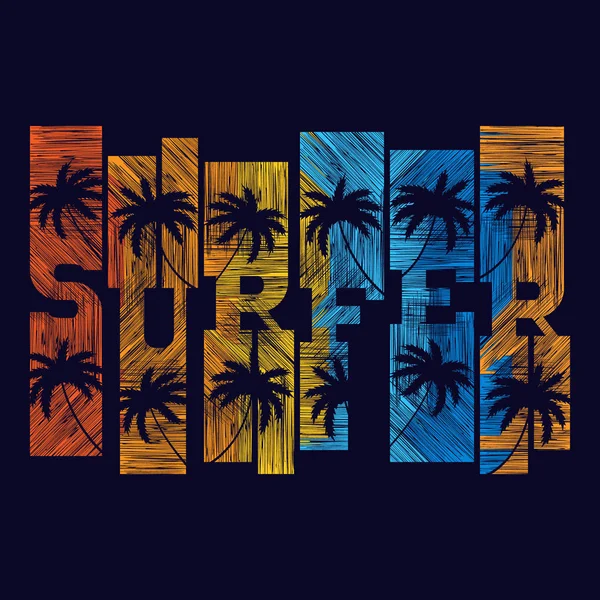 Cartel de tipografía de surfista. Camiseta de diseño de moda. Plantilla para postal, banner, volante . — Archivo Imágenes Vectoriales