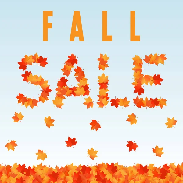Fall sale banner with falling maple leaves. Poster for advertising. — Stock Vector