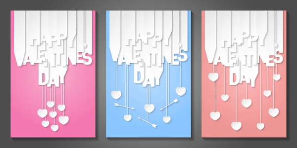 Banner Zum Valentinstag Mit Buchstaben Aus Weißem Papier Banner Mit — Stockvektor