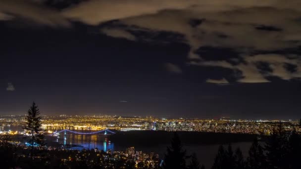 Time Lapse Vista nocturna del Gran Vancouver — Vídeos de Stock