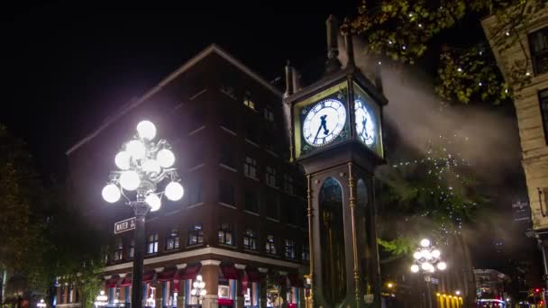 Primer plano del reloj de corriente en la calle Water, Gastown — Vídeo de stock