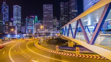 Zaman atlamalı gece trafik orta, Hong Kong
