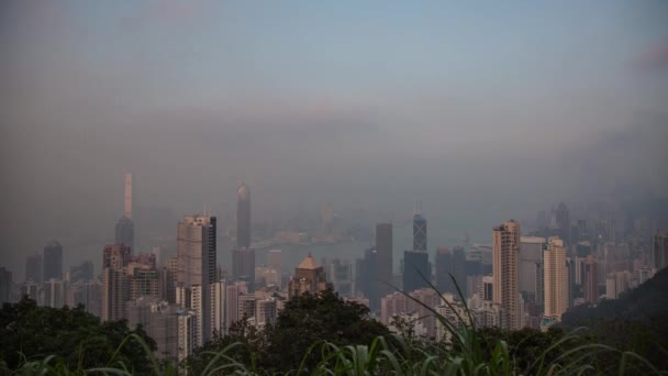 Ώρα λήξη Χονγκ Κονγκ μέρα νύχτα στην κορυφή στο Χονγκ Κονγκ — Αρχείο Βίντεο
