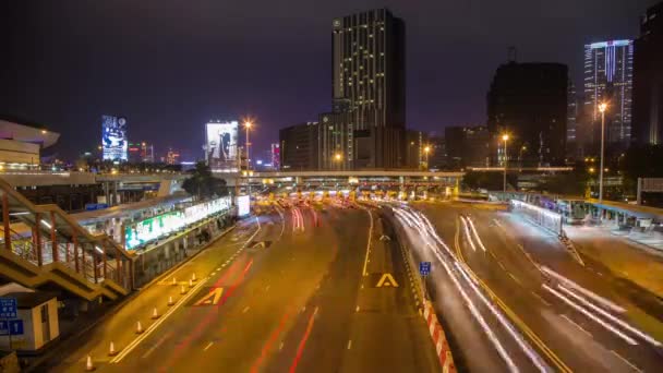 Upływ czasu uderzenia zajęty ruchu wejściem tunel w Hong Kongu. — Wideo stockowe