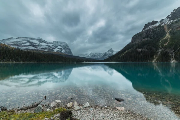 Odaray Mountain, Cathedral Mountain e Wiwaxy Peaks nel Lago O'Hara, Yoho National Park, British Columbia, Canada — Foto Stock