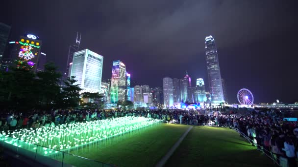 Hong Kong únor 2016: Hong Kong v noci na Valentýna — Stock video