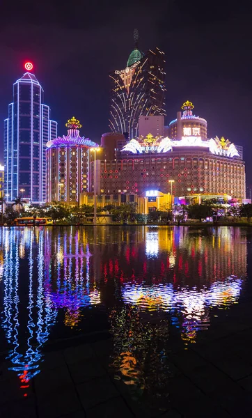 Macao China December 2012 Cityscape Casino Van Nacht Modern Hotelgebouw — Stockfoto