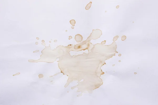 白い紙の上にコーヒー コーヒー カップからスポット セット コーヒーの塗料の汚れの汚れ — ストック写真