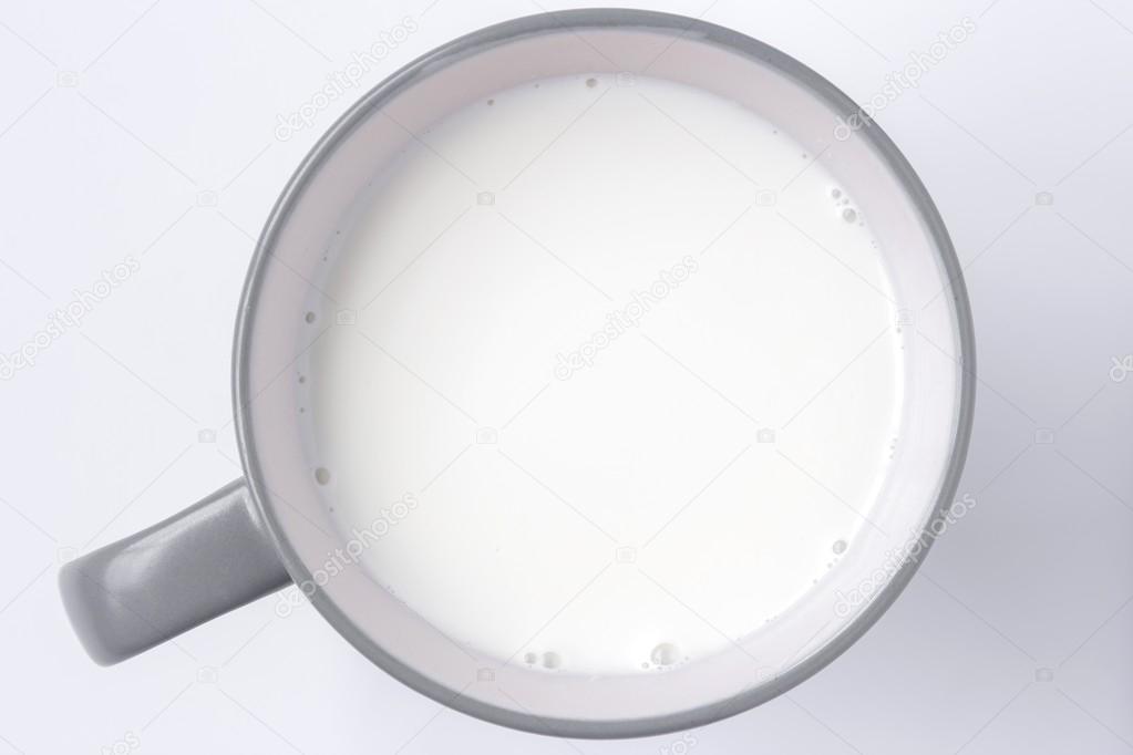 top view of glass milk / Glass of white Milk From Above