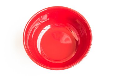 seramik kase beyaz arka plan üzerinde izole / Üst görünüm siyah boş kase beyaz arka plan üzerinde izole