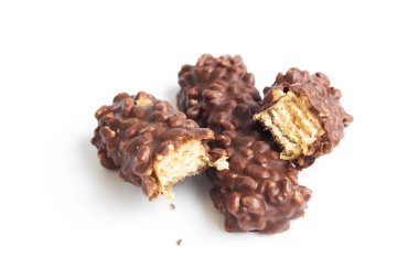 çikolata beyaz / kakao protein Çubuğu'nda izole / çikolata şeker beyaz arka plan üzerinde izole