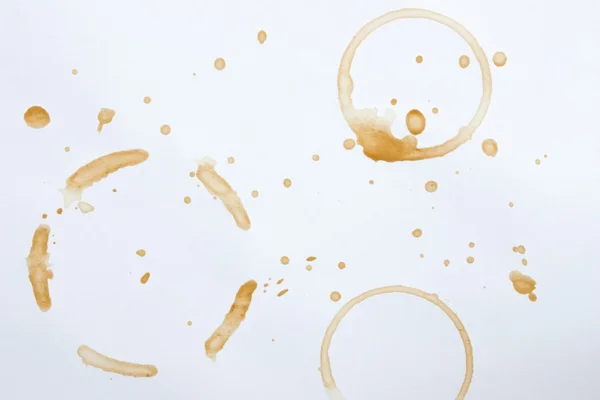 Spot from a cup of coffee on white paper / Coffee Stains Set / coffee paint stains — Stock Photo, Image