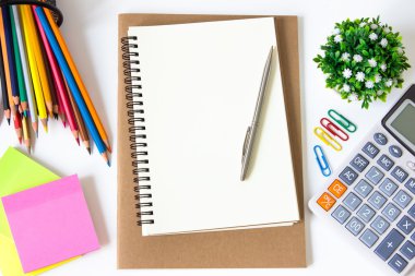 blank stationery and office supplies on desk