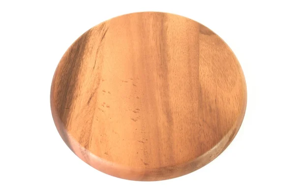Пустая деревянная тарелка на белом фоне / может быть использована для отображения вашего продукта / Вид сверху . — стоковое фото