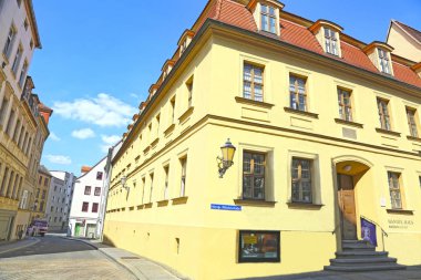 Halle (Saale), Almanya-24 Ağustos 2019: Handel 'in doğduğu yer