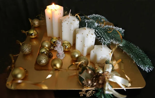 Advento velas de Natal . — Fotografia de Stock