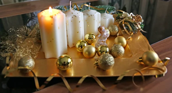 Komst Kerst kaarsen. — Stockfoto