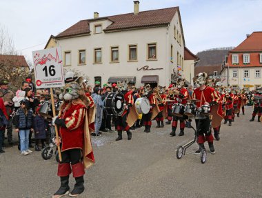 Donzdorf, Germany- March 03, 2019: traditional carnival processi
