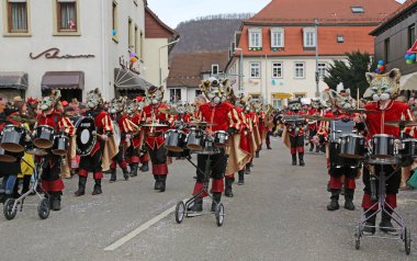 Donzdorf, Germany- March 03, 2019: traditional carnival processi