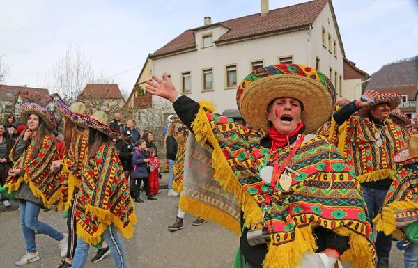 Donzdorf, Germany- March 03, 2019: traditional carnival processi — Stock Photo, Image
