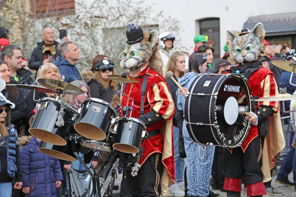 Donzdorf, Německo - 03. března 2019: tradiční karnevalové procesí — Stock fotografie