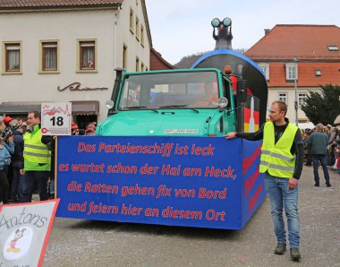 Donzdorf, Germany- March 03, 2019: traditional festive carnival procession