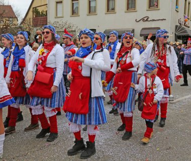 Donzdorf, Germany- March 03, 2019: traditional festive carnival procession